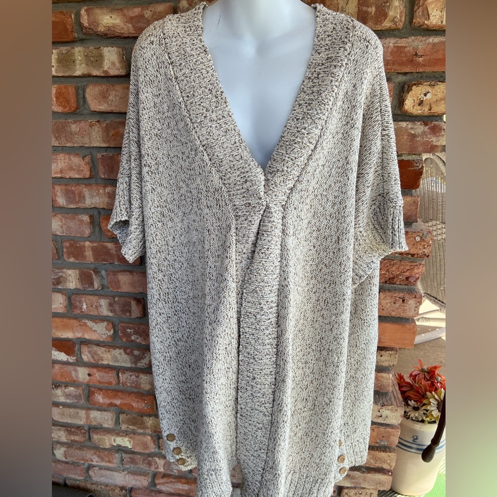 Denim& Co cotton polyester blend Loose knit not heavy open front size 3X sweater